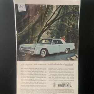 Vintage 1961 Lincoln Continental Pure Elegance Pledge of Ad Advertisement